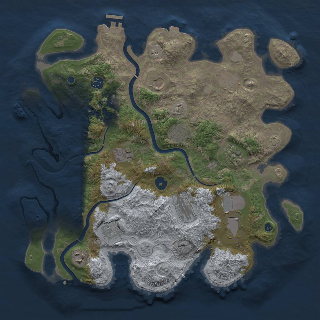 Rust Map: Procedural Map, Size: 3850, Seed: 43, 17 Monuments