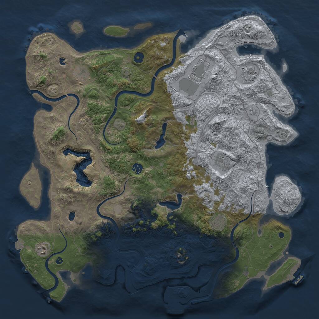 Rust Map: Procedural Map, Size: 4500, Seed: 437135683, 14 Monuments