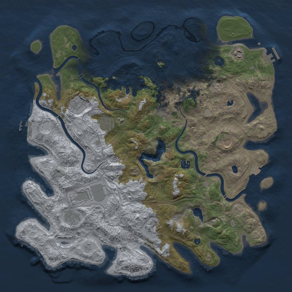 Rust Map: Procedural Map, Size: 4500, Seed: 347359176, 16 Monuments