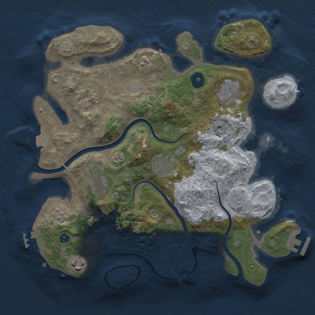 Rust Map: Procedural Map, Size: 3250, Seed: 716891254, 12 Monuments