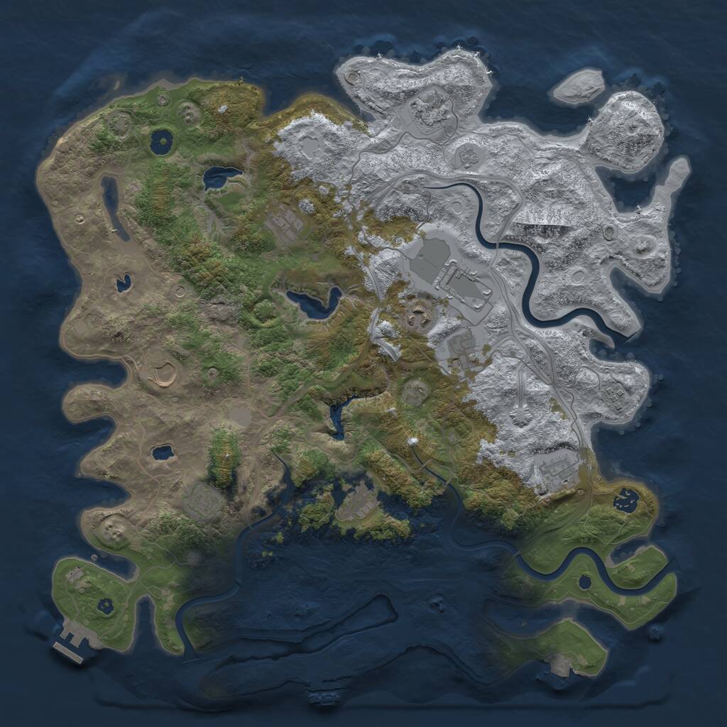 Rust Map: Procedural Map, Size: 4500, Seed: 68972695, 17 Monuments