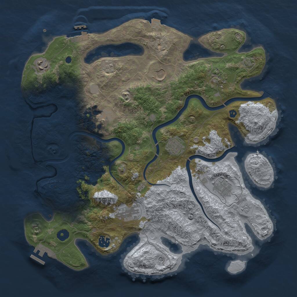Rust Map: Procedural Map, Size: 3800, Seed: 8436756, 15 Monuments