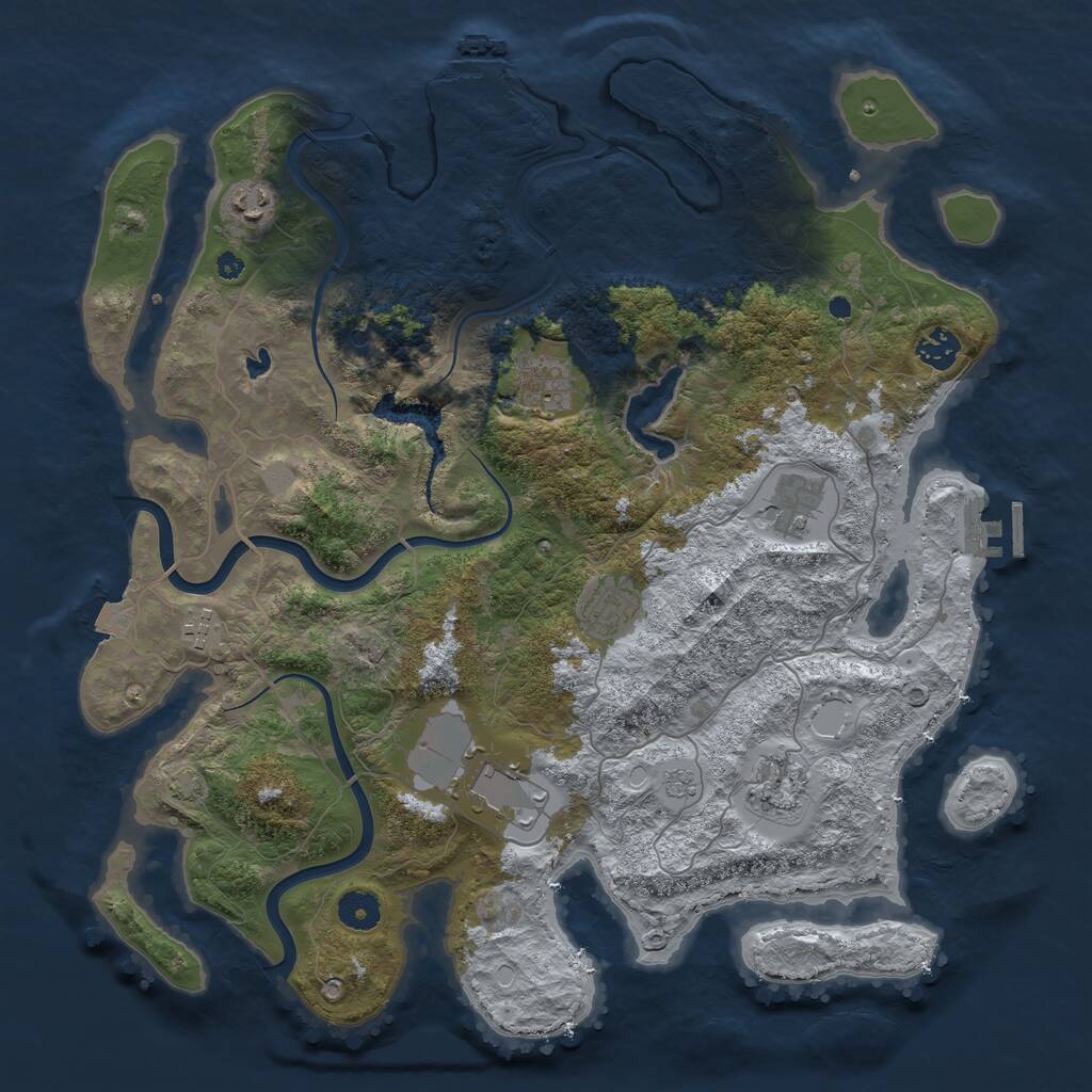 Rust Map: Procedural Map, Size: 4000, Seed: 44613548, 14 Monuments