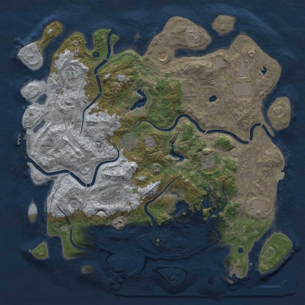 Rust Map: Procedural Map, Size: 4500, Seed: 9438336, 16 Monuments
