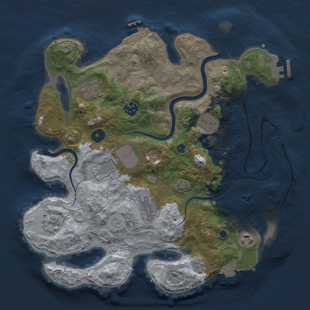 Rust Map: Procedural Map, Size: 3500, Seed: 2046224887, 14 Monuments
