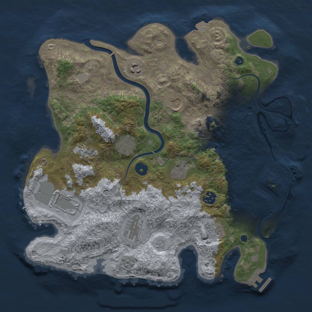 Rust Map: Procedural Map, Size: 3700, Seed: 252452, 16 Monuments