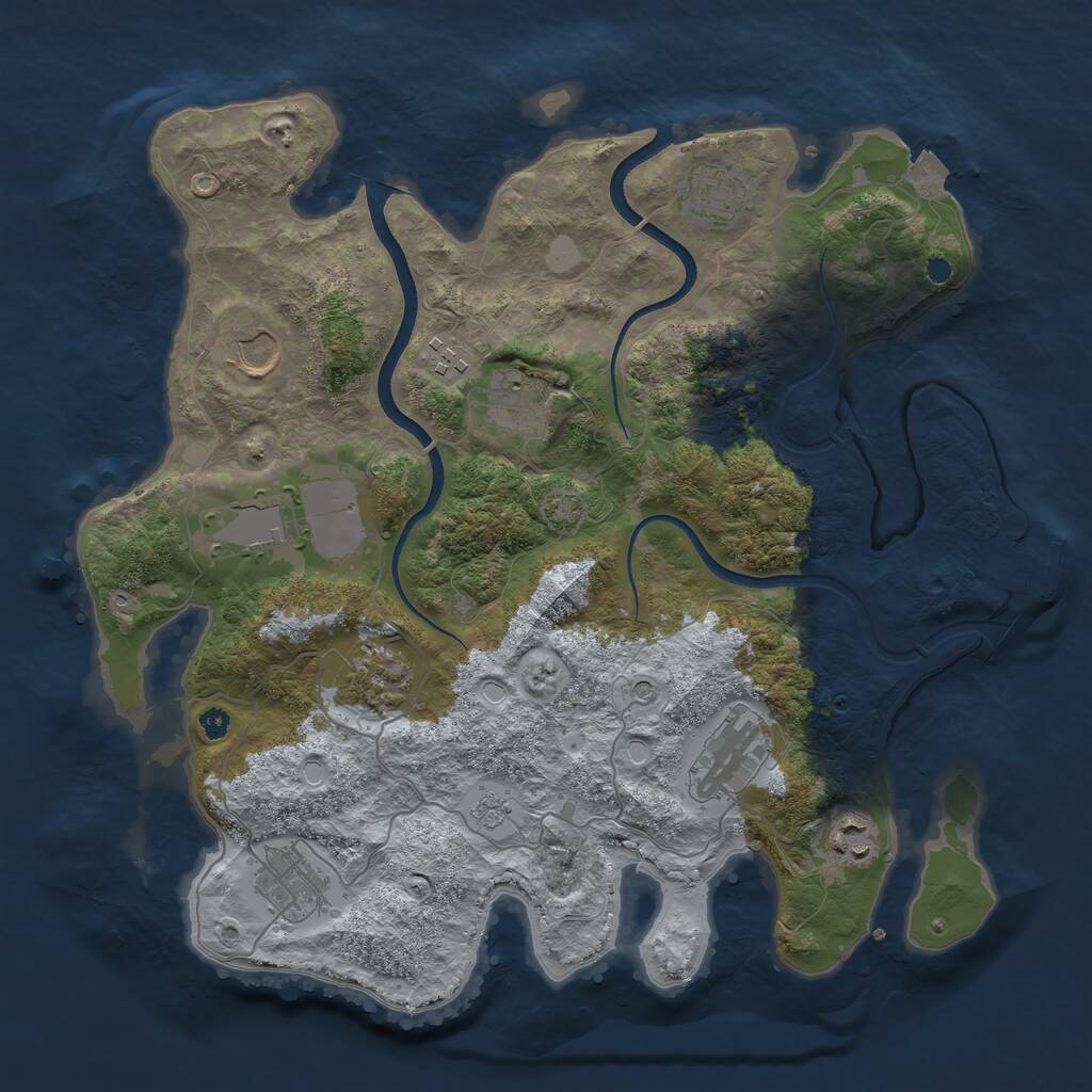 Rust Map: Procedural Map, Size: 3600, Seed: 304224676, 14 Monuments