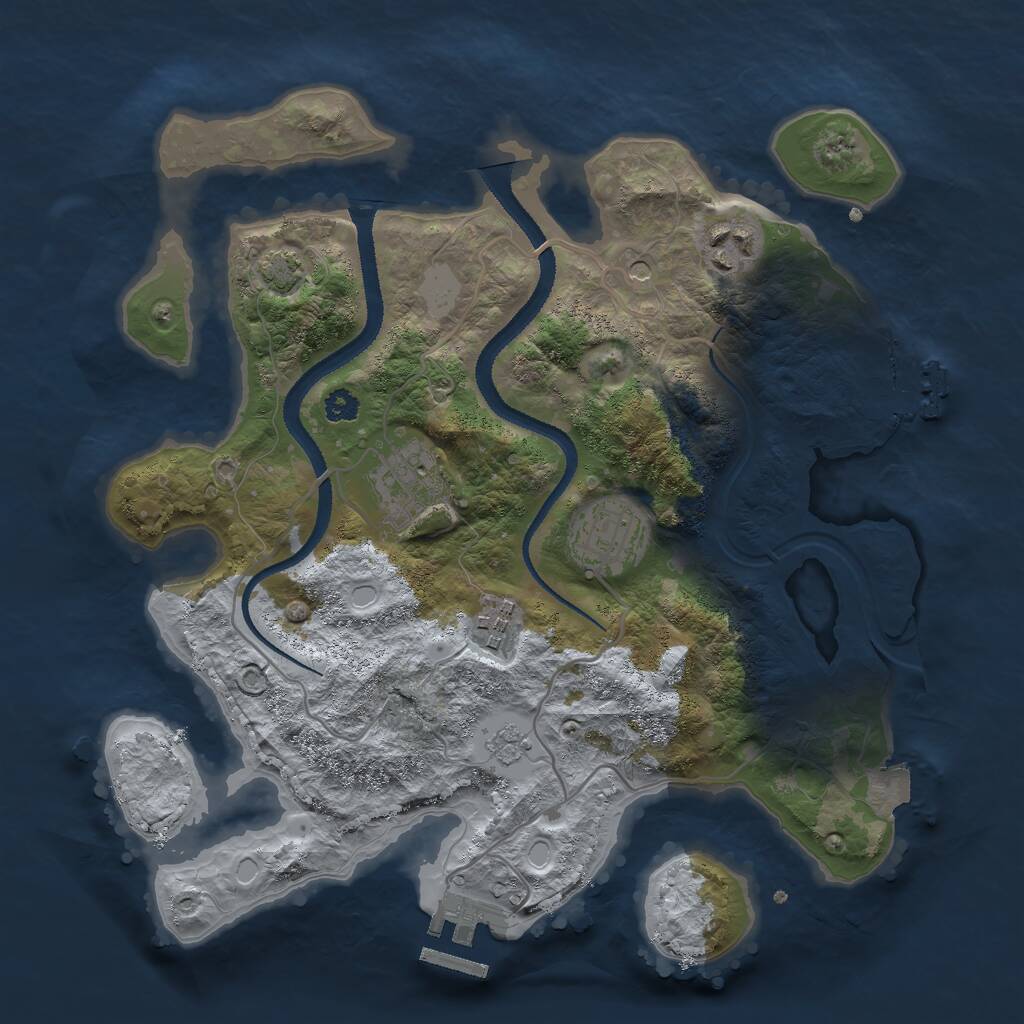 Rust Map: Procedural Map, Size: 3000, Seed: 2062671303, 10 Monuments