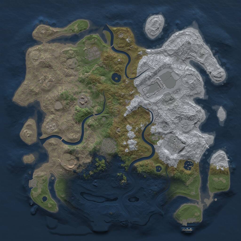 Rust Map: Procedural Map, Size: 3800, Seed: 2436, 15 Monuments
