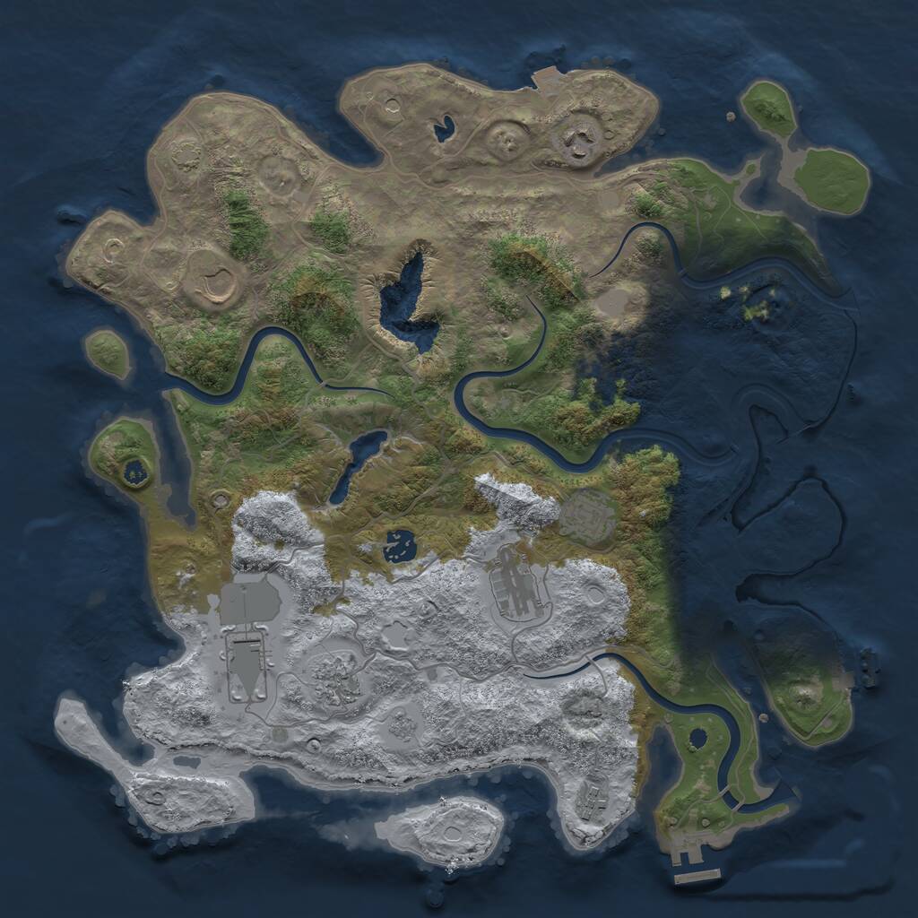 Rust Map: Procedural Map, Size: 4000, Seed: 76433454, 14 Monuments