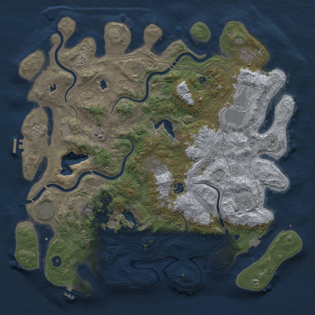 Rust Map: Procedural Map, Size: 4500, Seed: 694672952, 16 Monuments