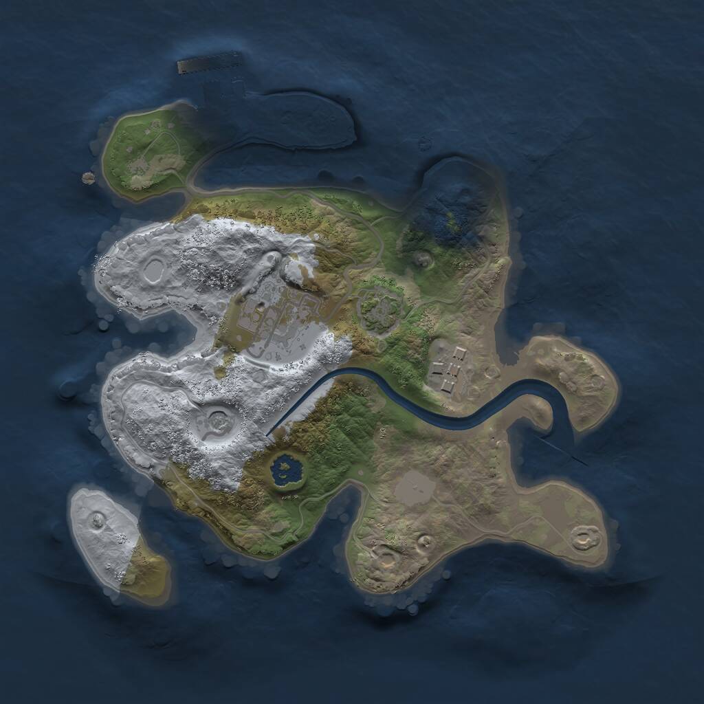 Rust Map: Procedural Map, Size: 2250, Seed: 1915599342, 6 Monuments