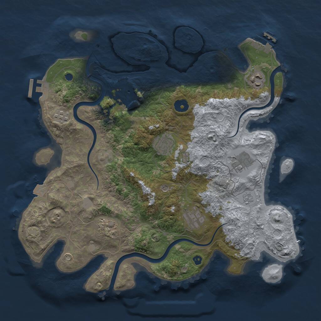 Rust Map: Procedural Map, Size: 3498, Seed: 341561991, 13 Monuments
