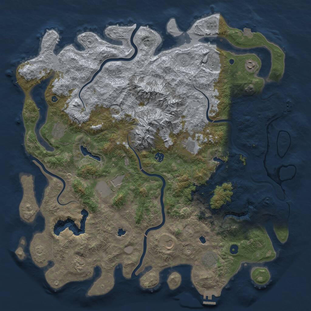 Rust Map: Procedural Map, Size: 5000, Seed: 70210402, 16 Monuments