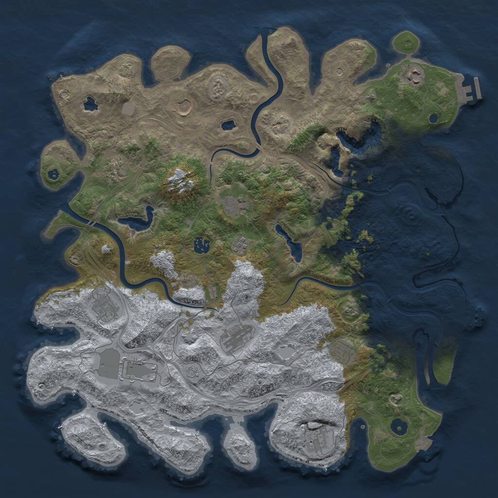 Rust Map: Procedural Map, Size: 4500, Seed: 493359664, 17 Monuments