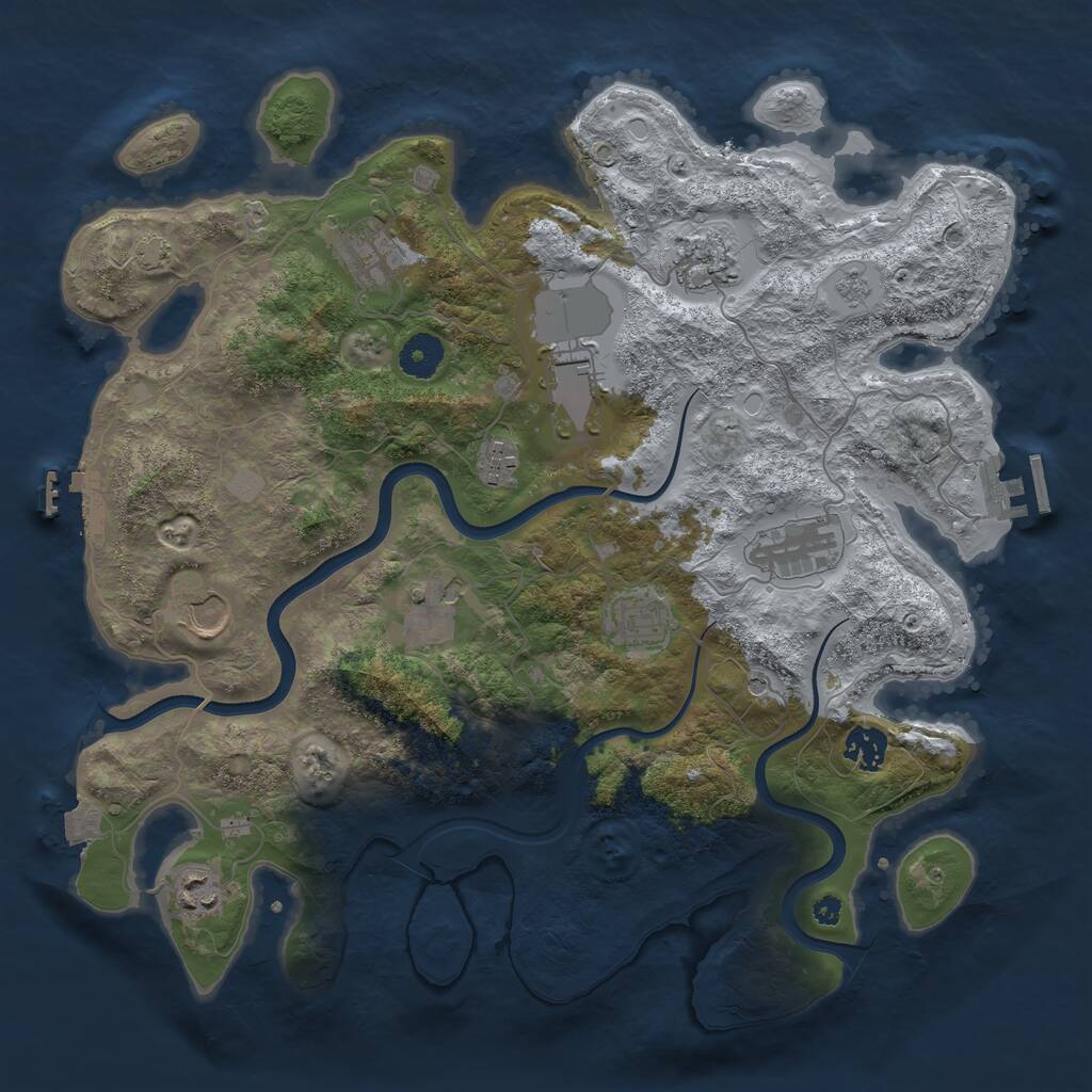 Rust Map: Procedural Map, Size: 3750, Seed: 4461036, 16 Monuments