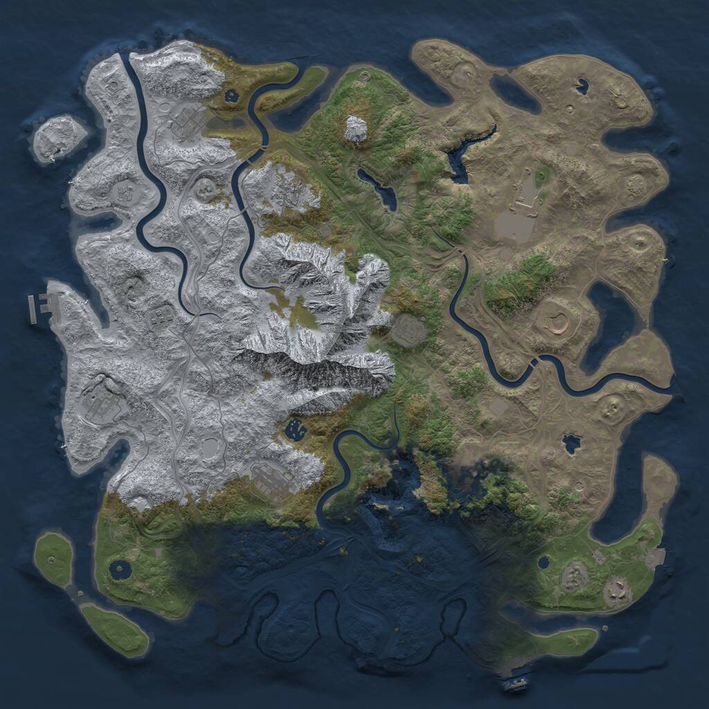Rust Map: Procedural Map, Size: 5000, Seed: 2083271750, 17 Monuments
