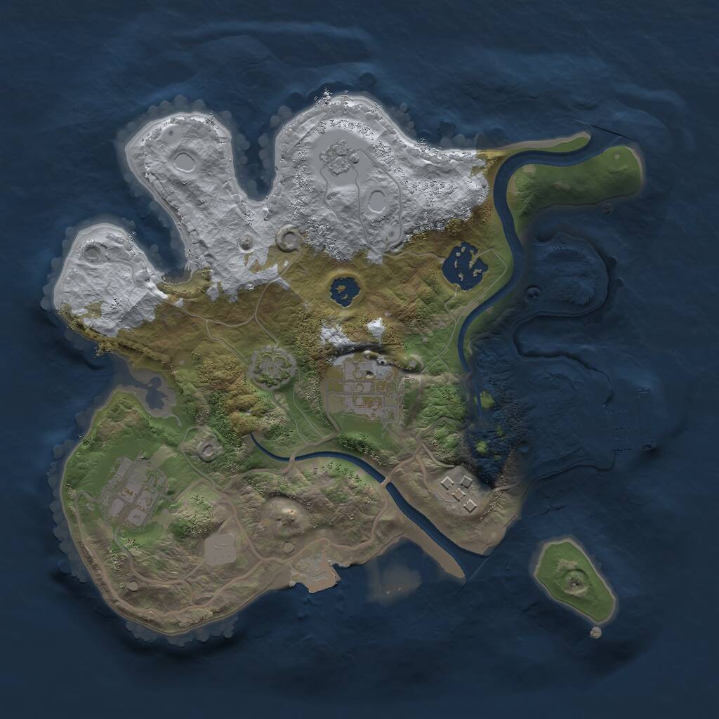 Rust Map: Procedural Map, Size: 2500, Seed: 14494, 8 Monuments