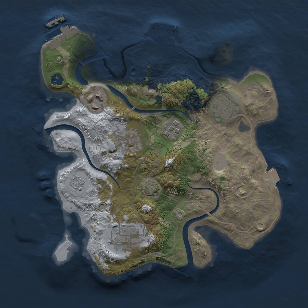 Rust Map: Procedural Map, Size: 2500, Seed: 71724835, 10 Monuments