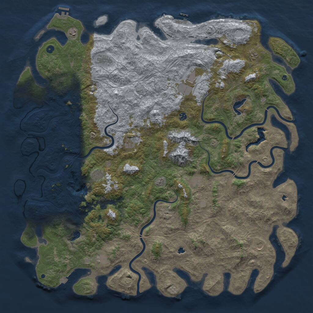 Rust Map: Procedural Map, Size: 6000, Seed: 481516, 17 Monuments