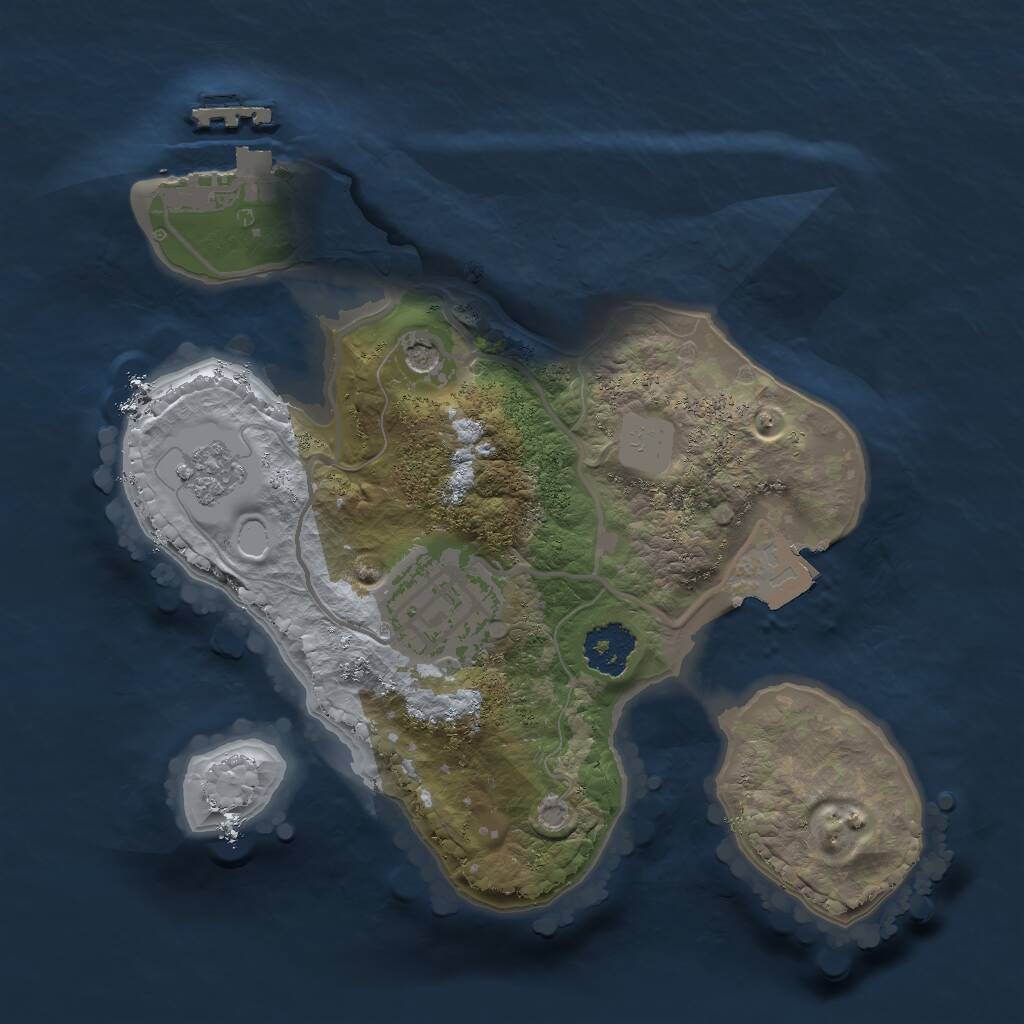 Rust Map: Procedural Map, Size: 2000, Seed: 44763, 5 Monuments