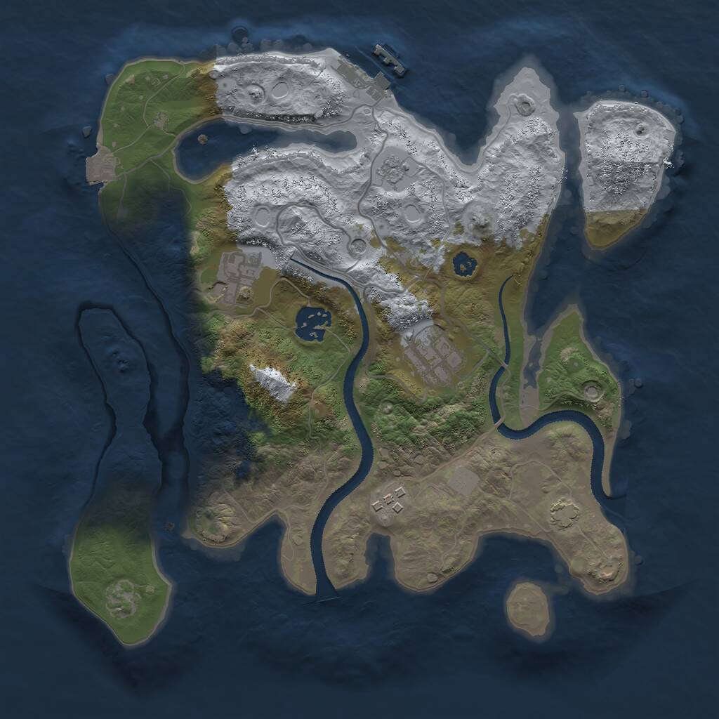 Rust Map: Procedural Map, Size: 3000, Seed: 85822, 9 Monuments