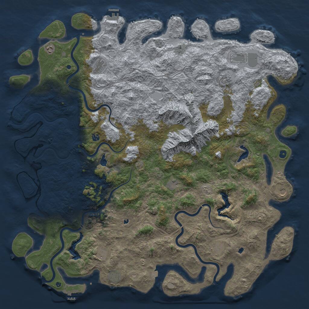 Rust Map: Procedural Map, Size: 6000, Seed: 175602924, 17 Monuments