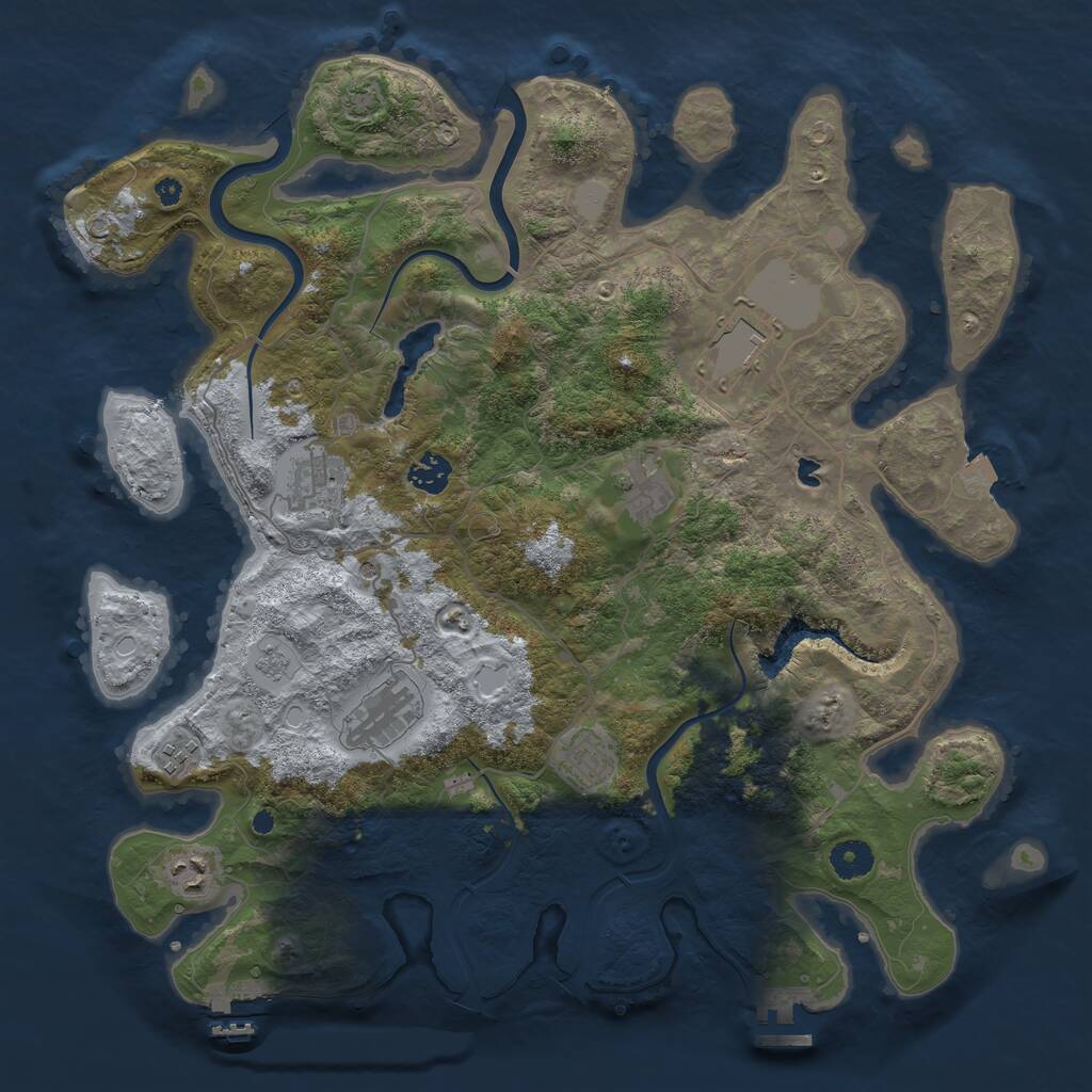 Rust Map: Procedural Map, Size: 4000, Seed: 1853521327, 14 Monuments