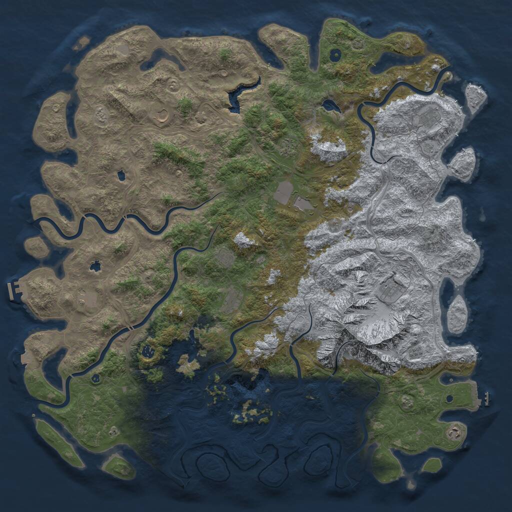 Rust Map: Procedural Map, Size: 6000, Seed: 56712, 17 Monuments