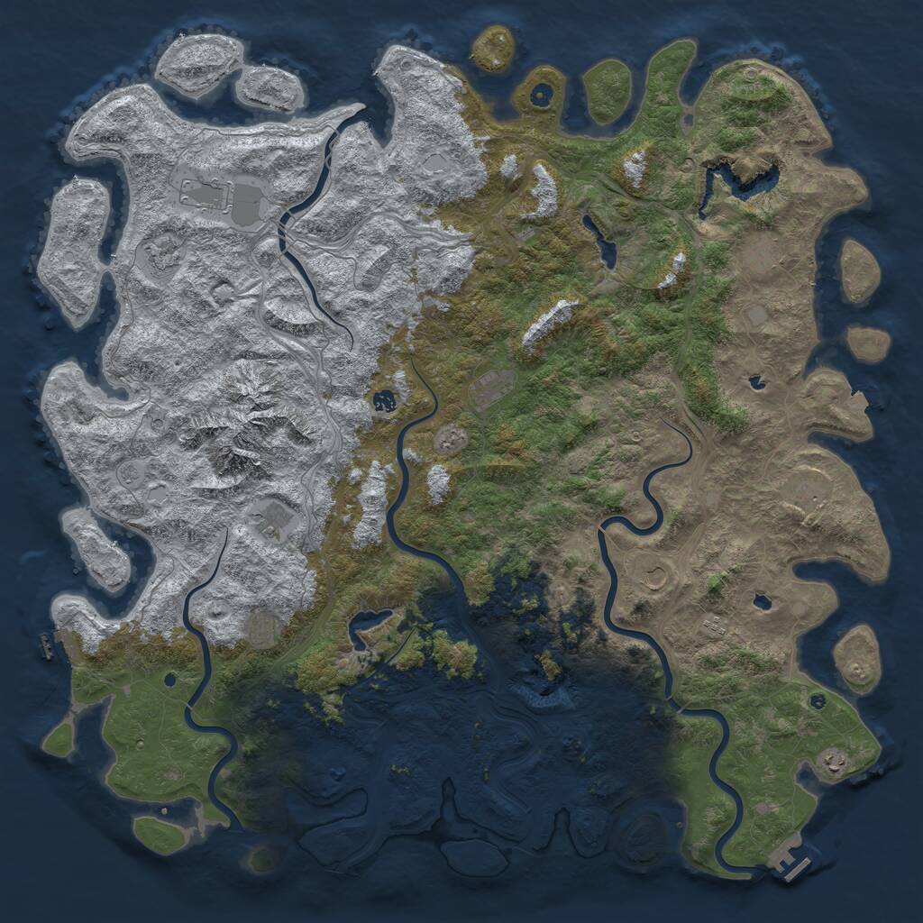 Rust Map: Procedural Map, Size: 6000, Seed: 13832, 17 Monuments