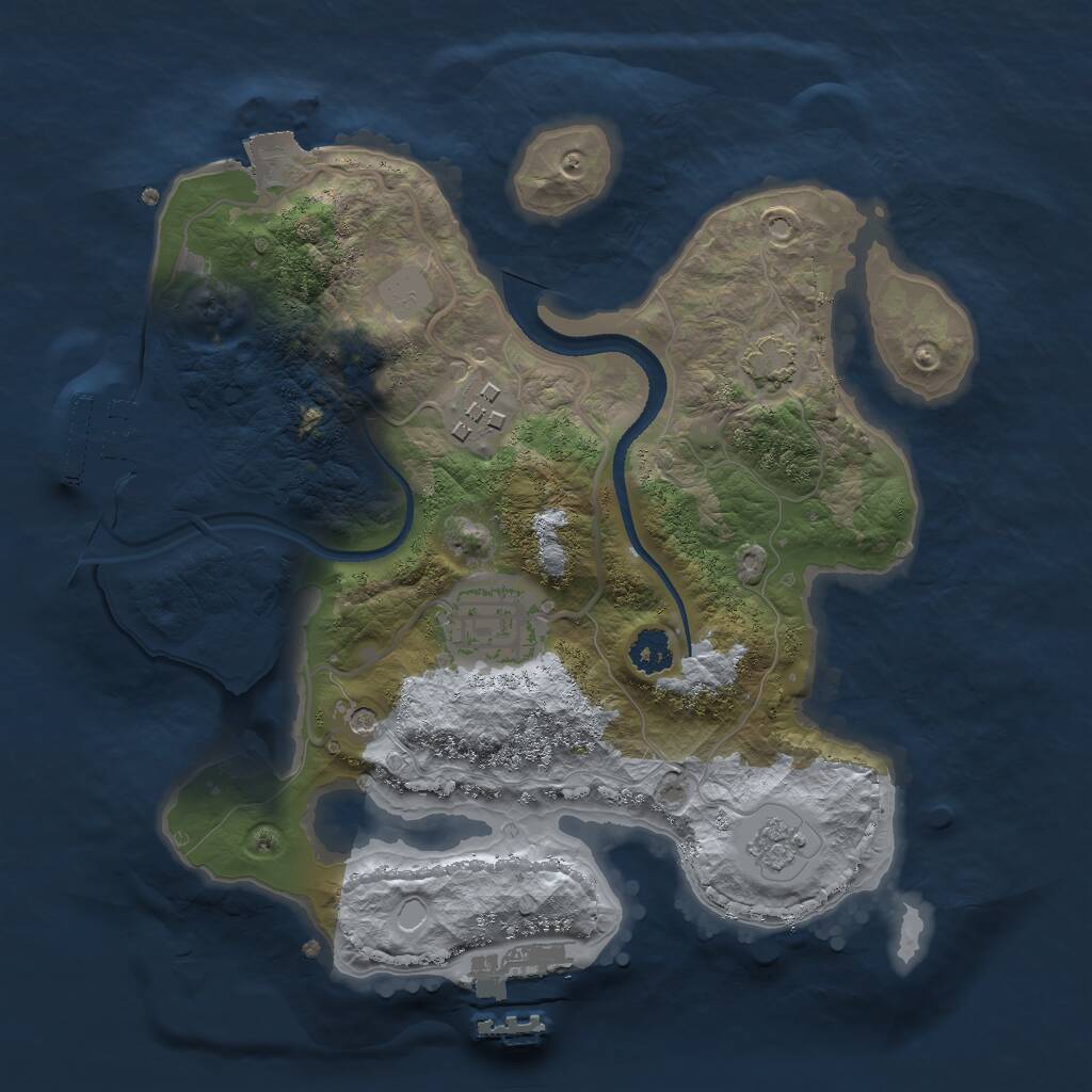 Rust Map: Procedural Map, Size: 2500, Seed: 1121169565, 8 Monuments