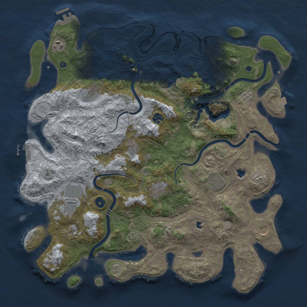 Rust Map: Procedural Map, Size: 4550, Seed: 38757072, 16 Monuments