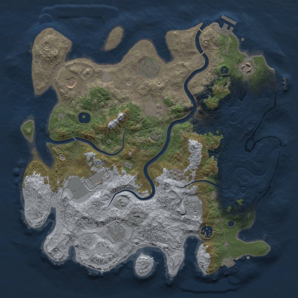 Rust Map: Procedural Map, Size: 3750, Seed: 1809790216, 15 Monuments