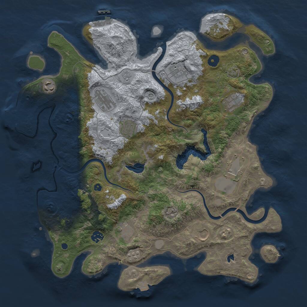 Rust Map: Procedural Map, Size: 4000, Seed: 340807222, 16 Monuments
