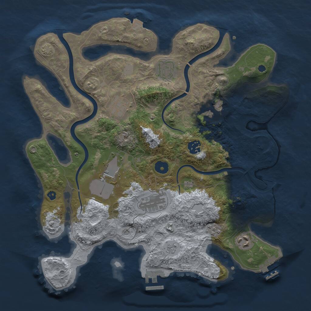 Rust Map: Procedural Map, Size: 3500, Seed: 1893284743, 14 Monuments
