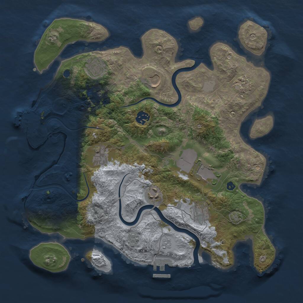 Rust Map: Procedural Map, Size: 3500, Seed: 2111819961, 15 Monuments