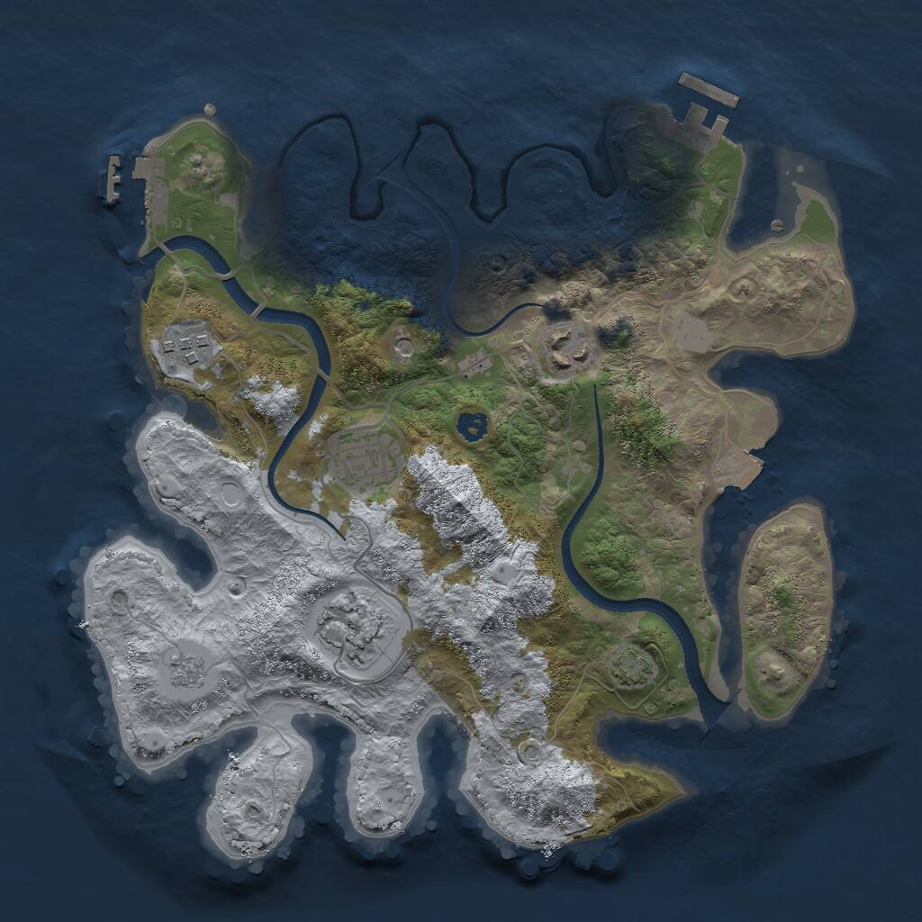 Rust Map: Procedural Map, Size: 3000, Seed: 81553501, 10 Monuments