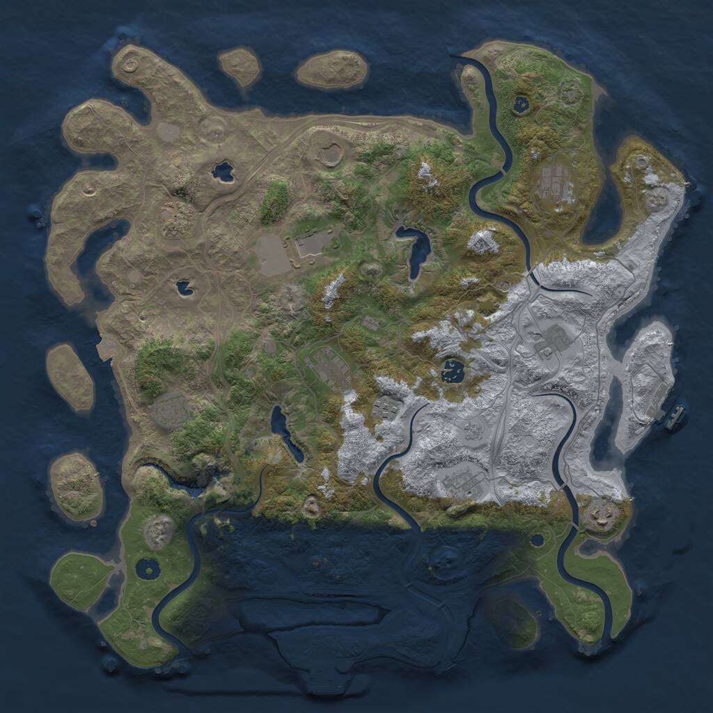 Rust Map: Procedural Map, Size: 4500, Seed: 4019487, 17 Monuments