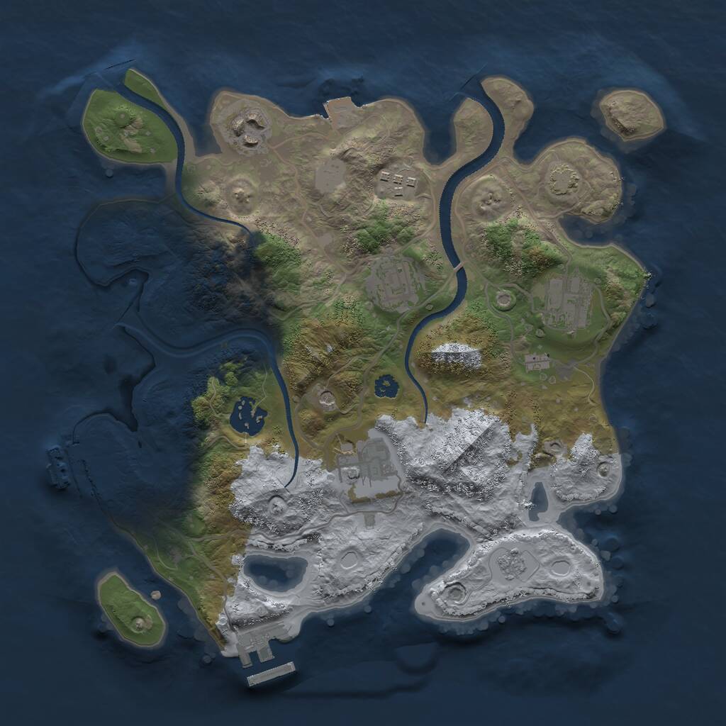 Rust Map: Procedural Map, Size: 3000, Seed: 76357, 12 Monuments