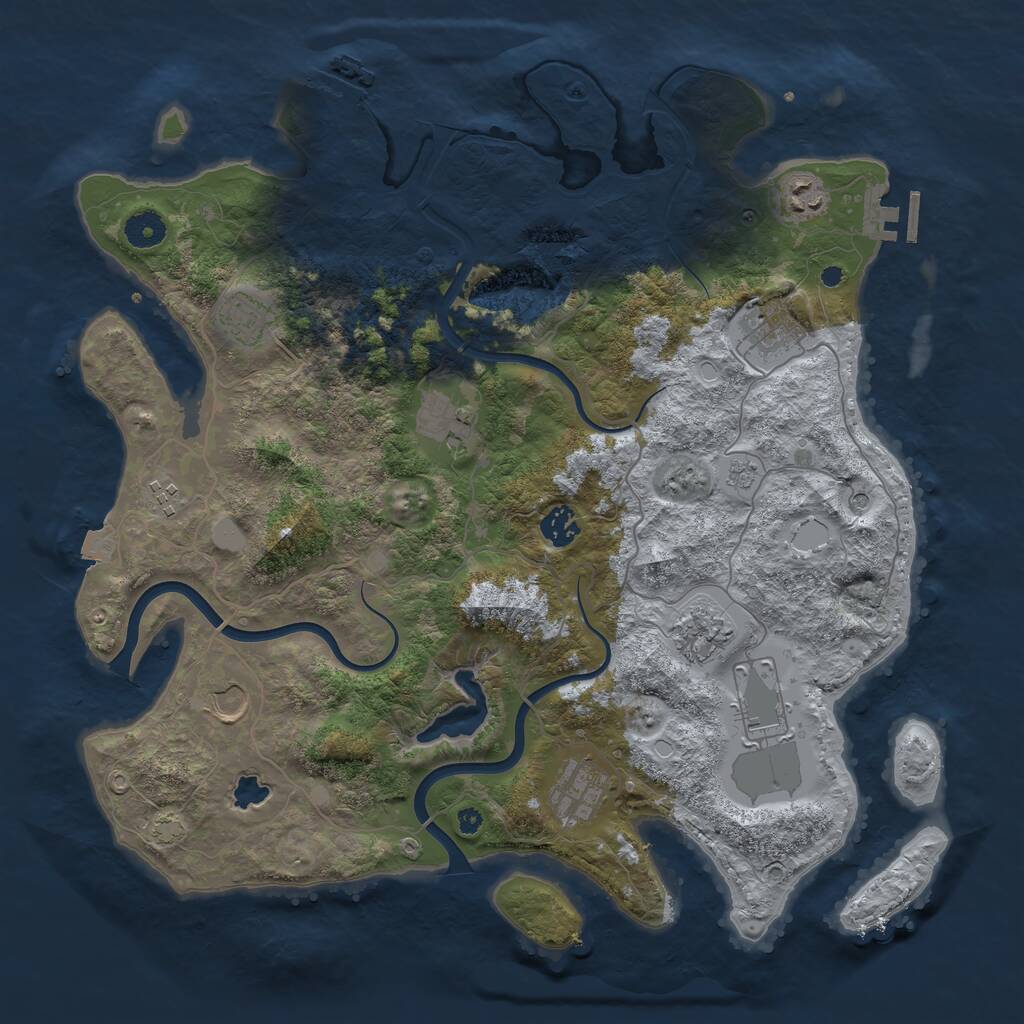 Rust Map: Procedural Map, Size: 4000, Seed: 5719, 16 Monuments