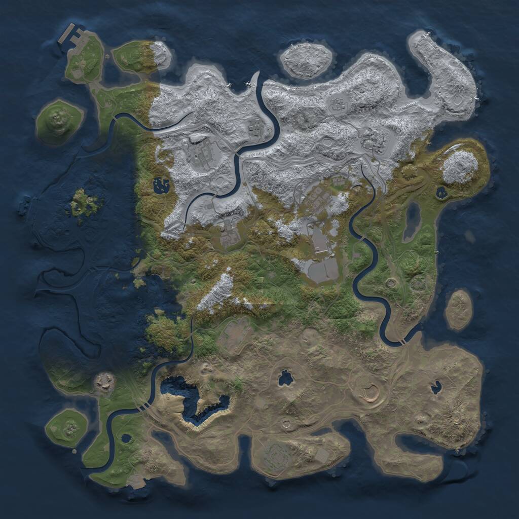 Rust Map: Procedural Map, Size: 4500, Seed: 230960790, 17 Monuments