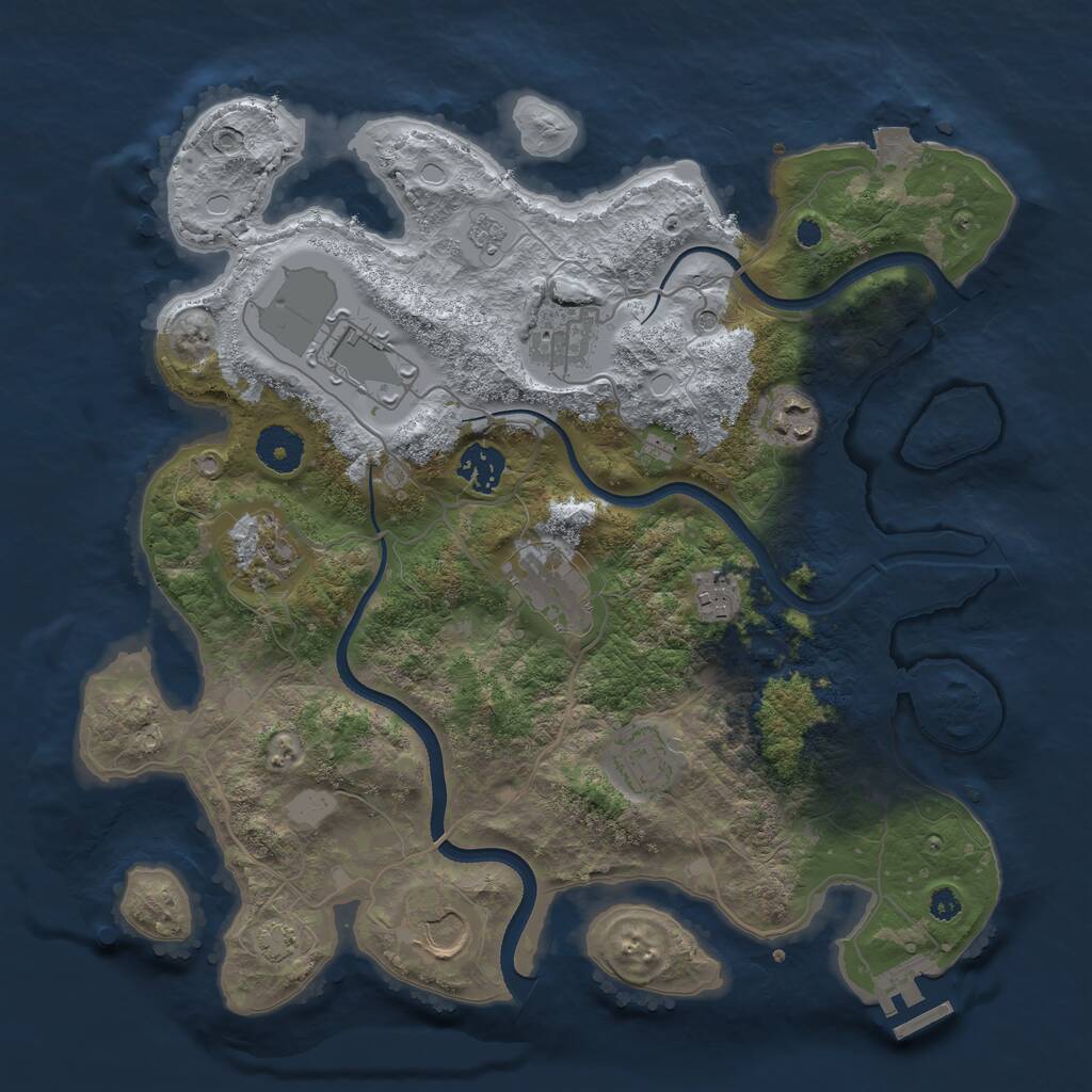Rust Map: Procedural Map, Size: 3500, Seed: 7664, 14 Monuments