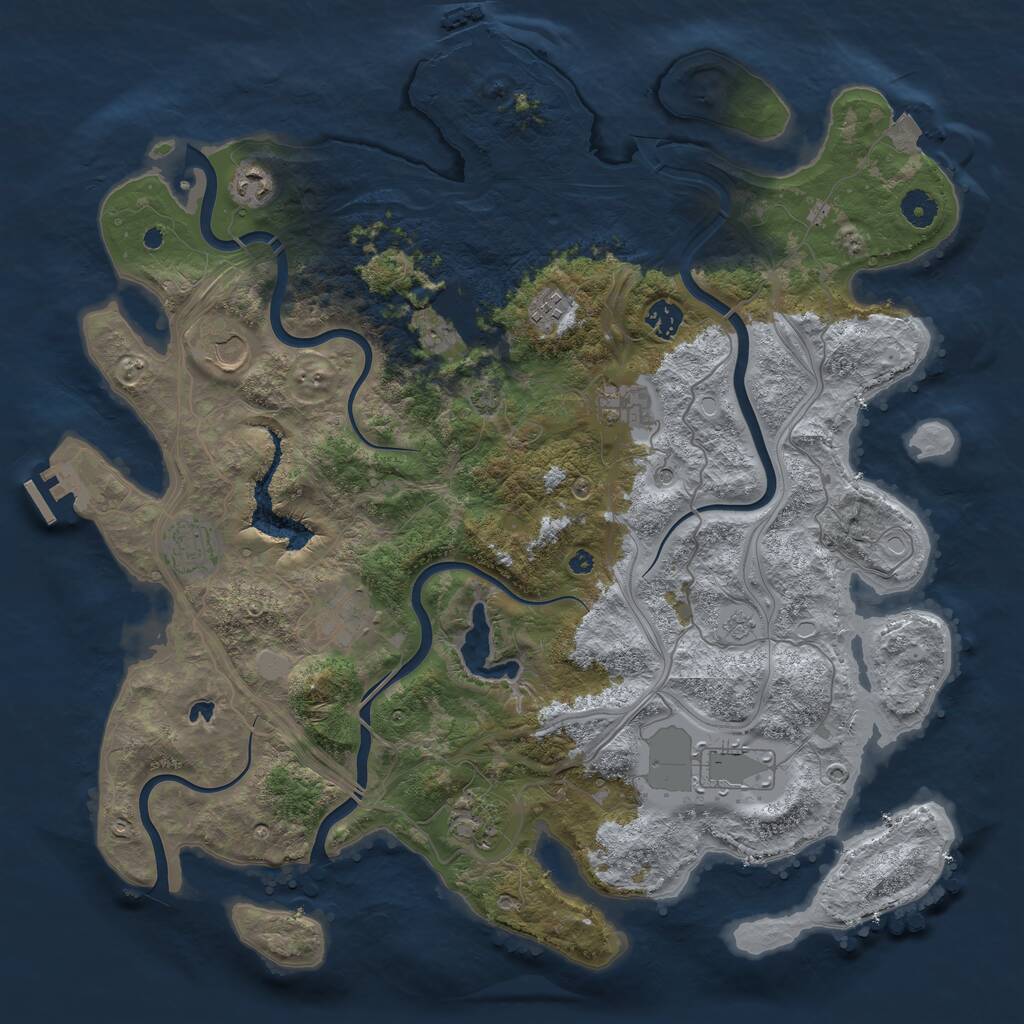 Rust Map: Procedural Map, Size: 4250, Seed: 999945, 16 Monuments