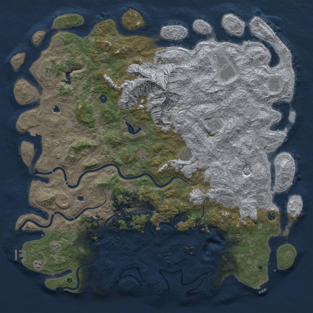 Rust Map: Procedural Map, Size: 6000, Seed: 656238474, 17 Monuments