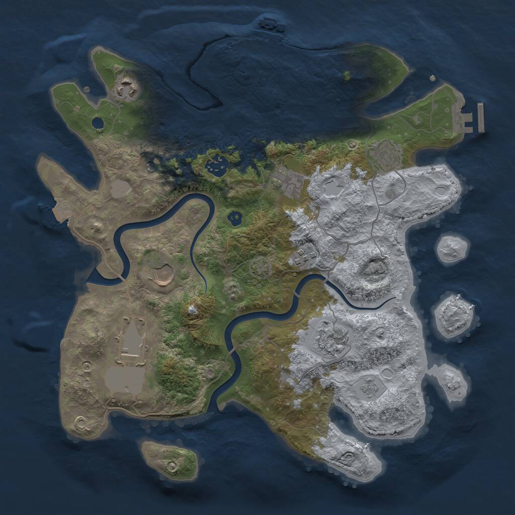 Rust Map: Procedural Map, Size: 3500, Seed: 999945, 14 Monuments