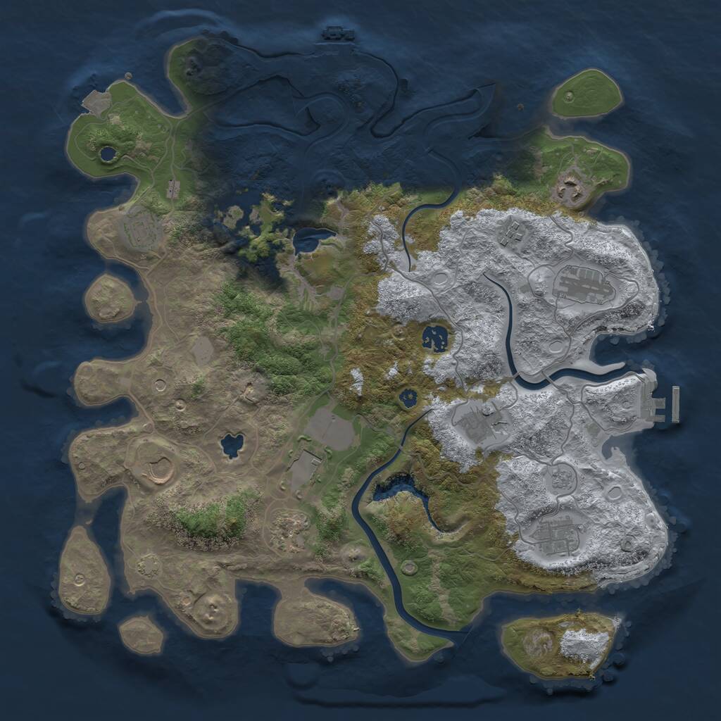 Rust Map: Procedural Map, Size: 4000, Seed: 5924, 17 Monuments