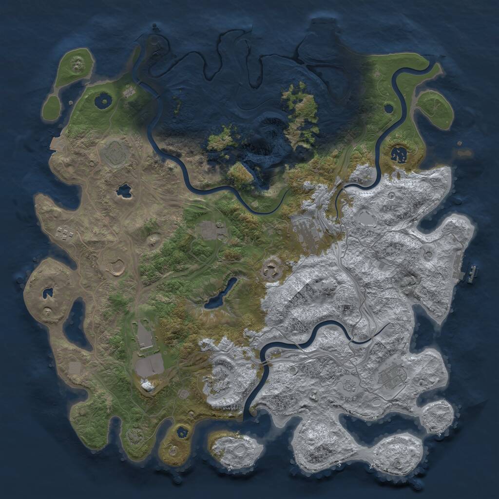 Rust Map: Procedural Map, Size: 4500, Seed: 425969720, 16 Monuments