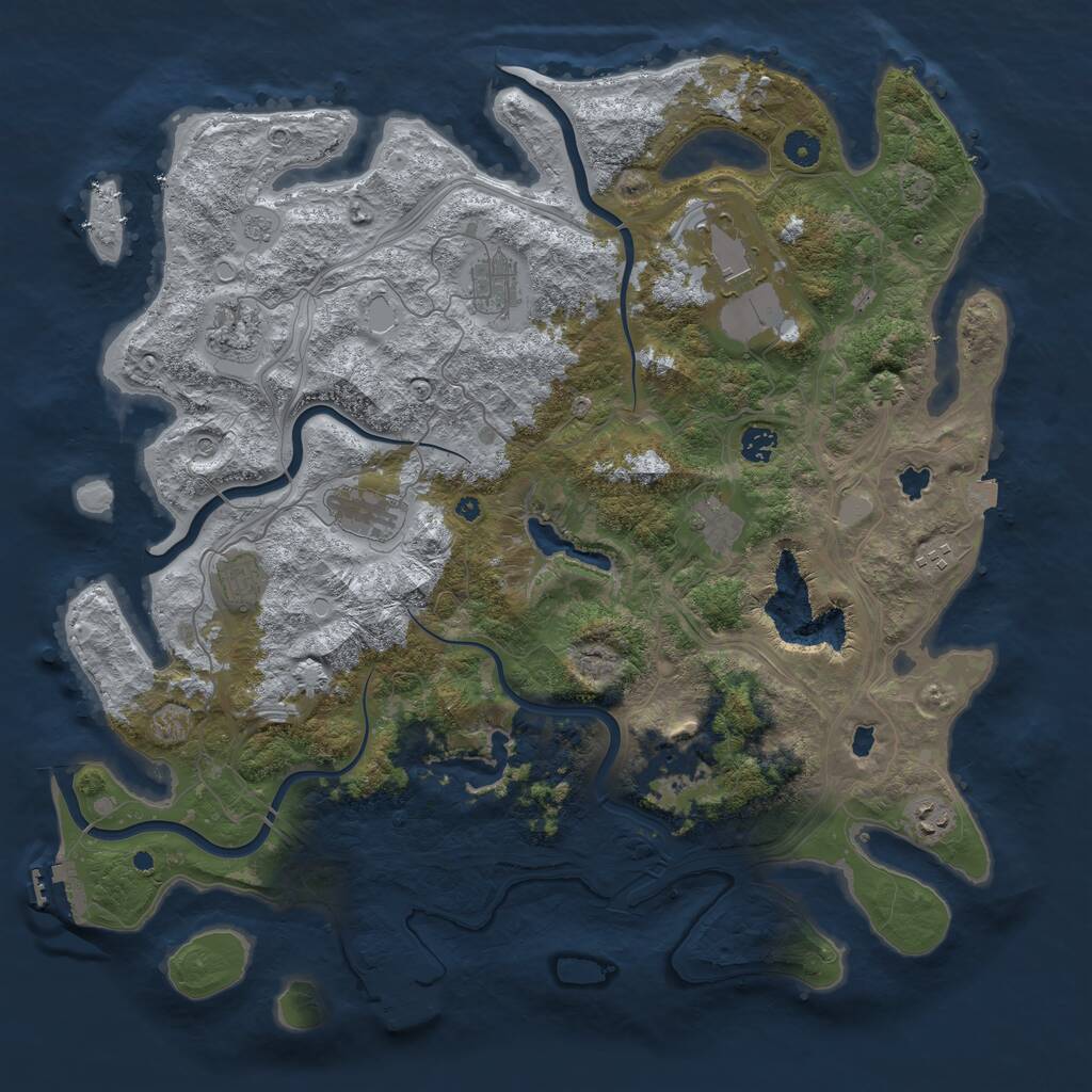 Rust Map: Procedural Map, Size: 4500, Seed: 590084839, 16 Monuments