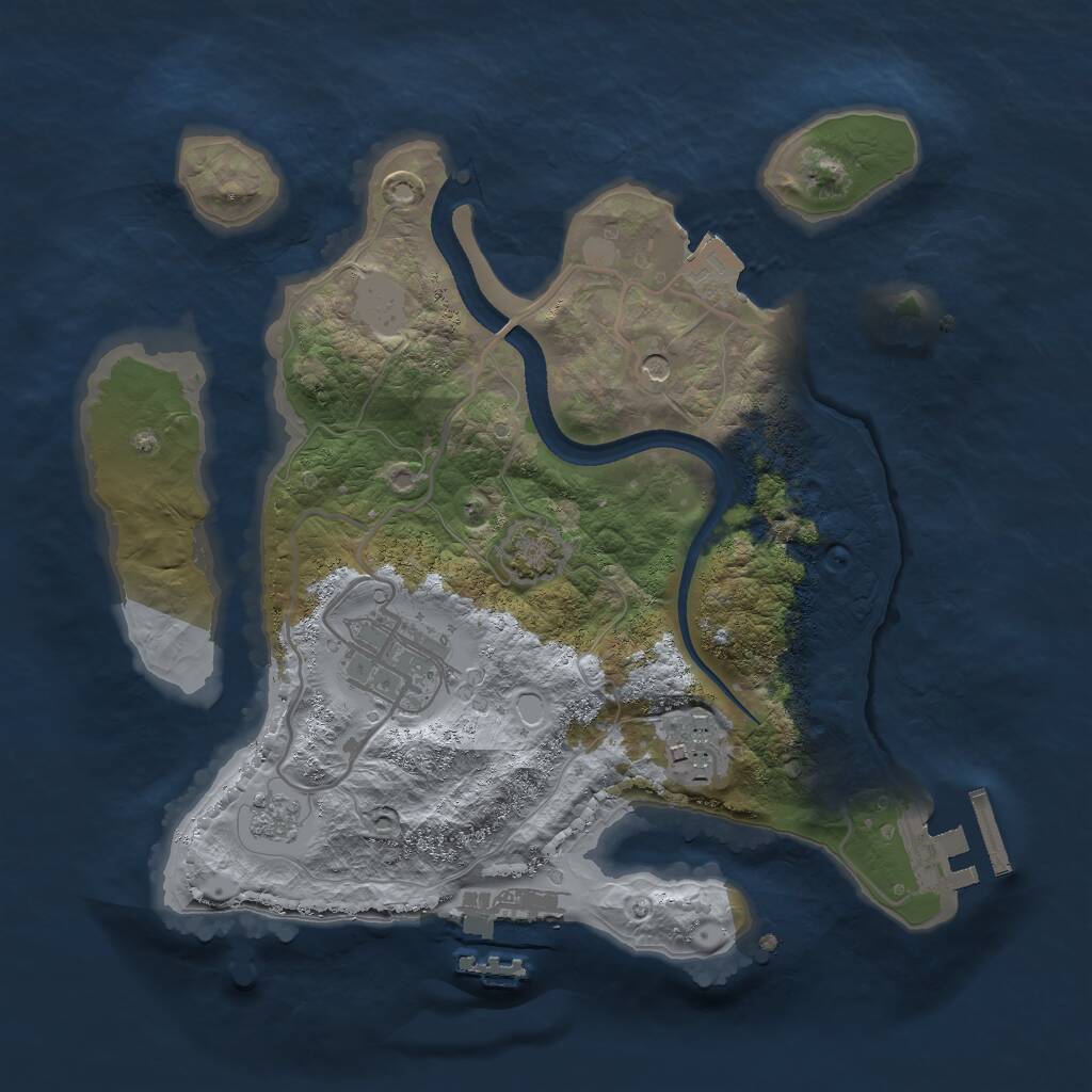 Rust Map: Procedural Map, Size: 2500, Seed: 1675423693, 8 Monuments