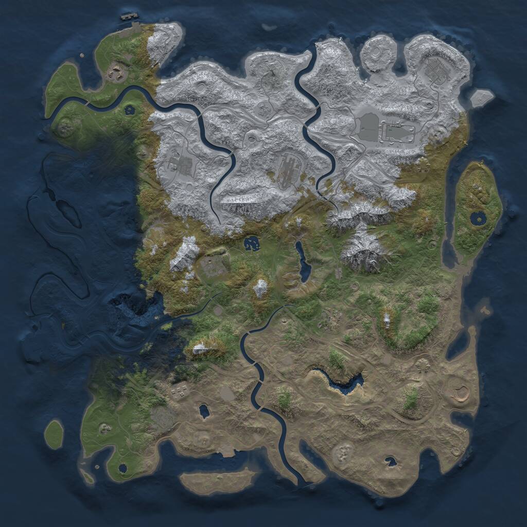 Rust Map: Procedural Map, Size: 5000, Seed: 648265, 17 Monuments